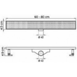 Κανάλι Ντουζiέρας Σιφών Tema 93736 60cm Ανοξείδωτο Χρωμέ